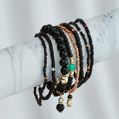 Thank You aIMee Black Beaded Bracelet