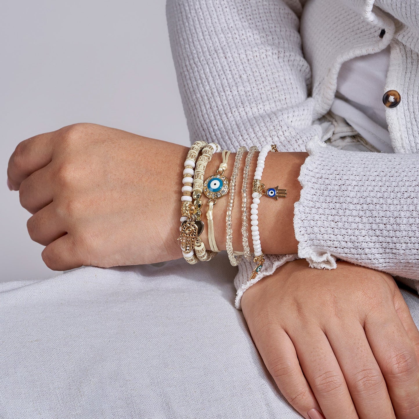 Fortnight White Beaded Bracelet