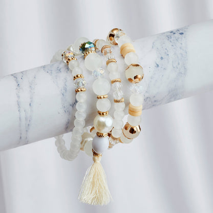 Mirrorball Cream Beaded Bracelet