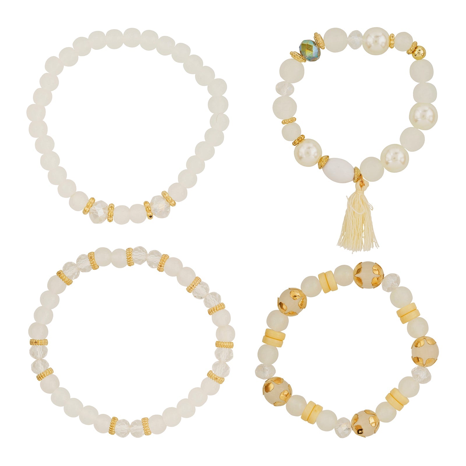 Mirrorball Cream Beaded Bracelet