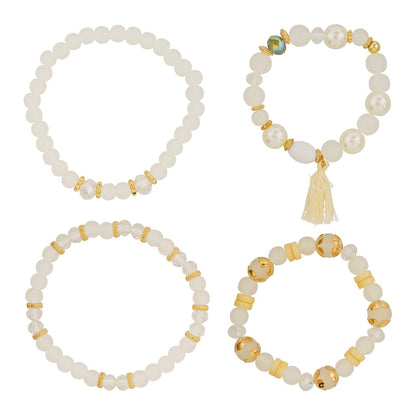 Mirrorball Cream Beaded Bracelet