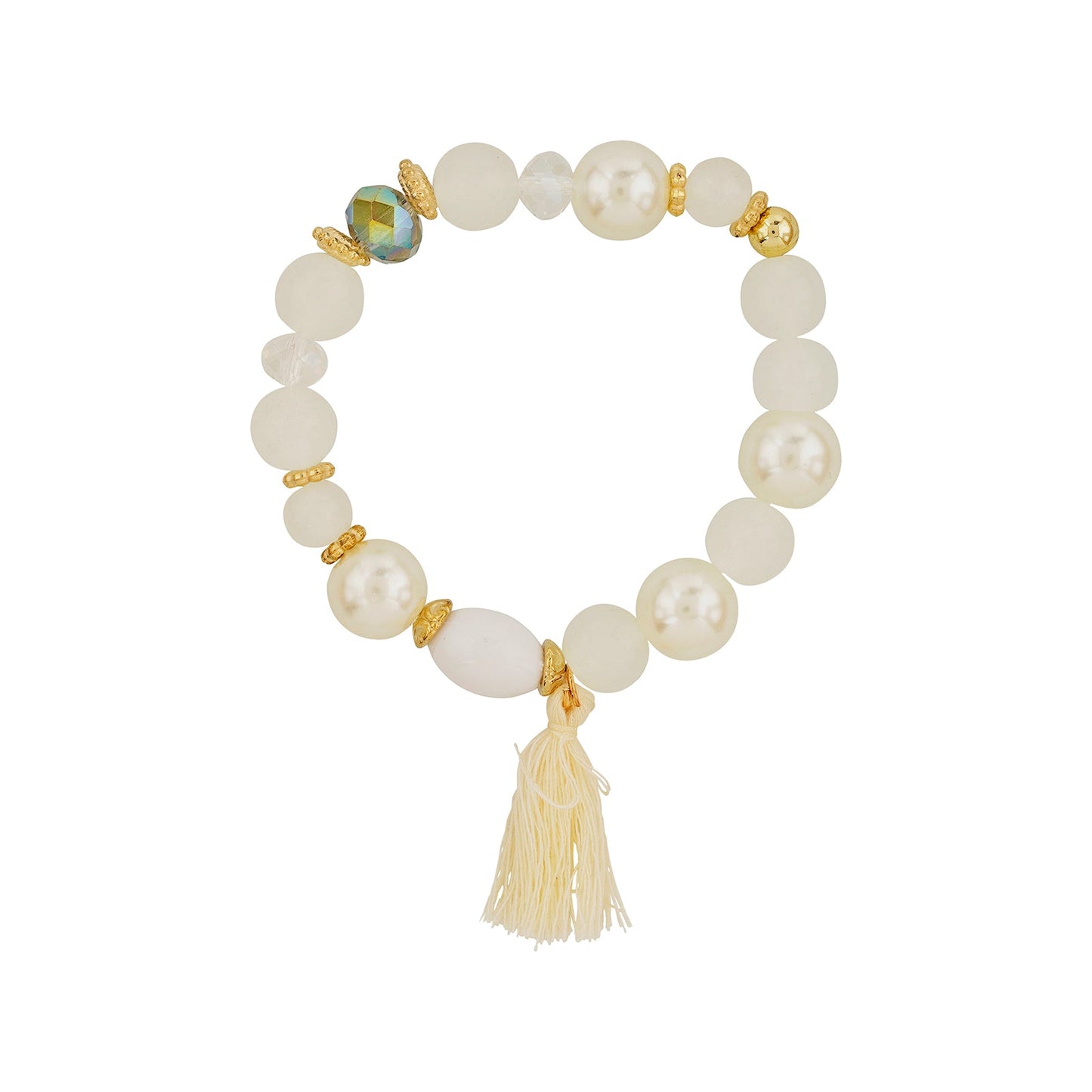 Mirrorball Cream Beaded Bracelet