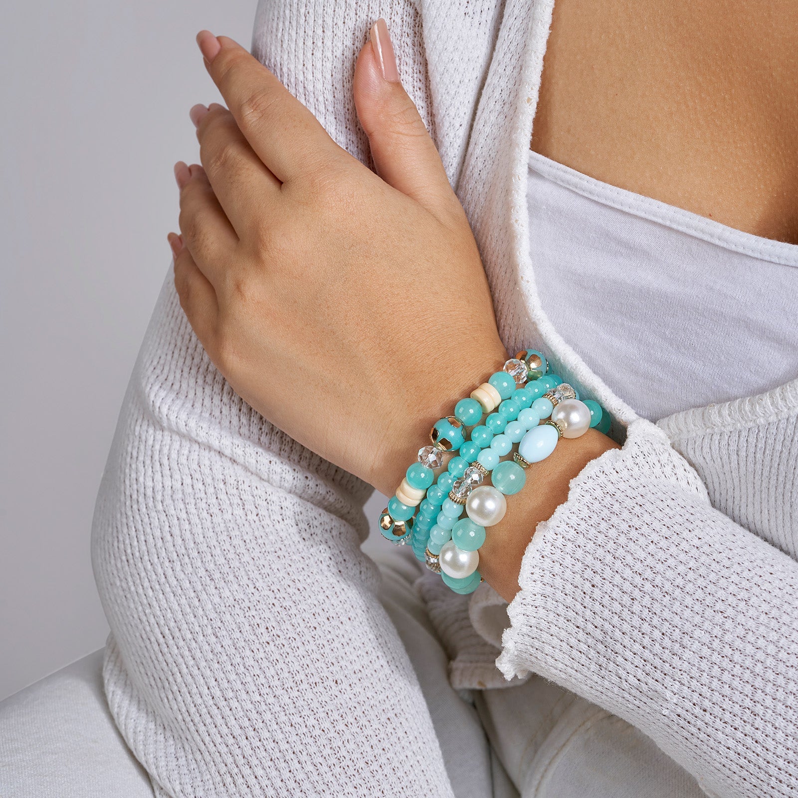 Karma Aqua Blue Beaded Bracelet