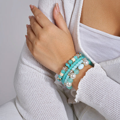 Karma Aqua Blue Beaded Bracelet