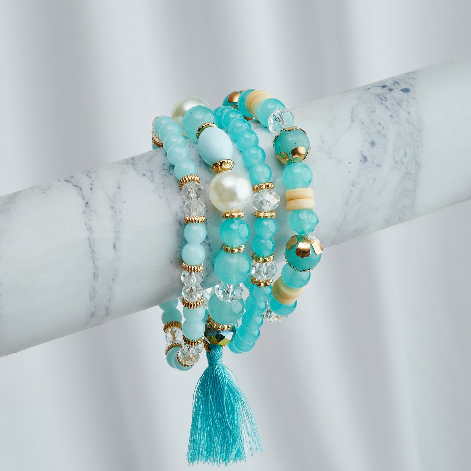 Karma Aqua Blue Beaded Bracelet