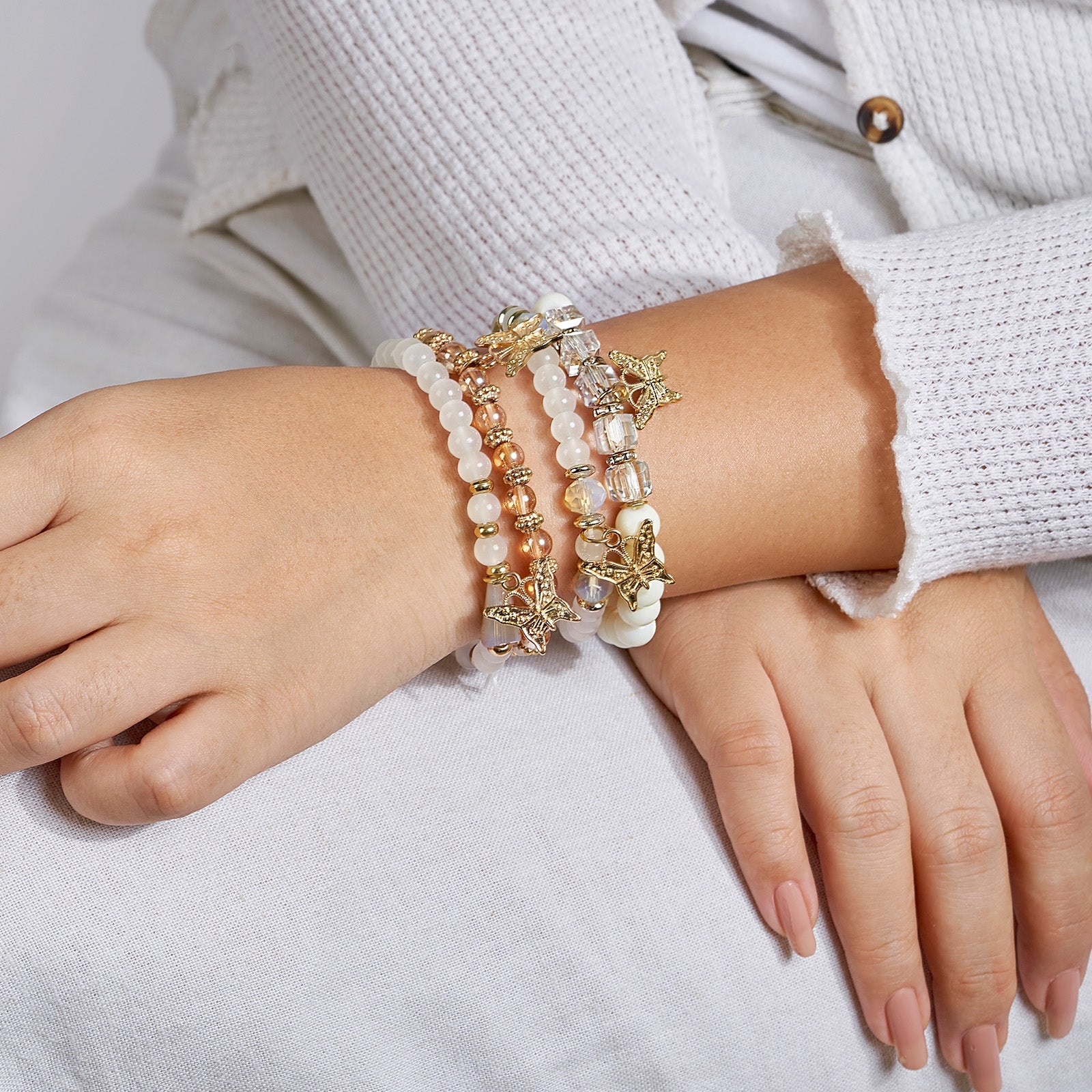 So High School Cream Beaded Bracelet