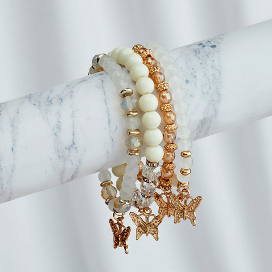 So High School Cream Beaded Bracelet