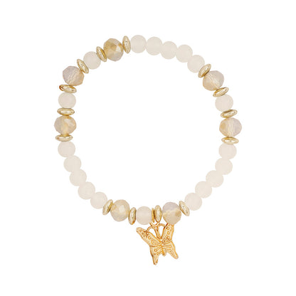 So High School Cream Beaded Bracelet