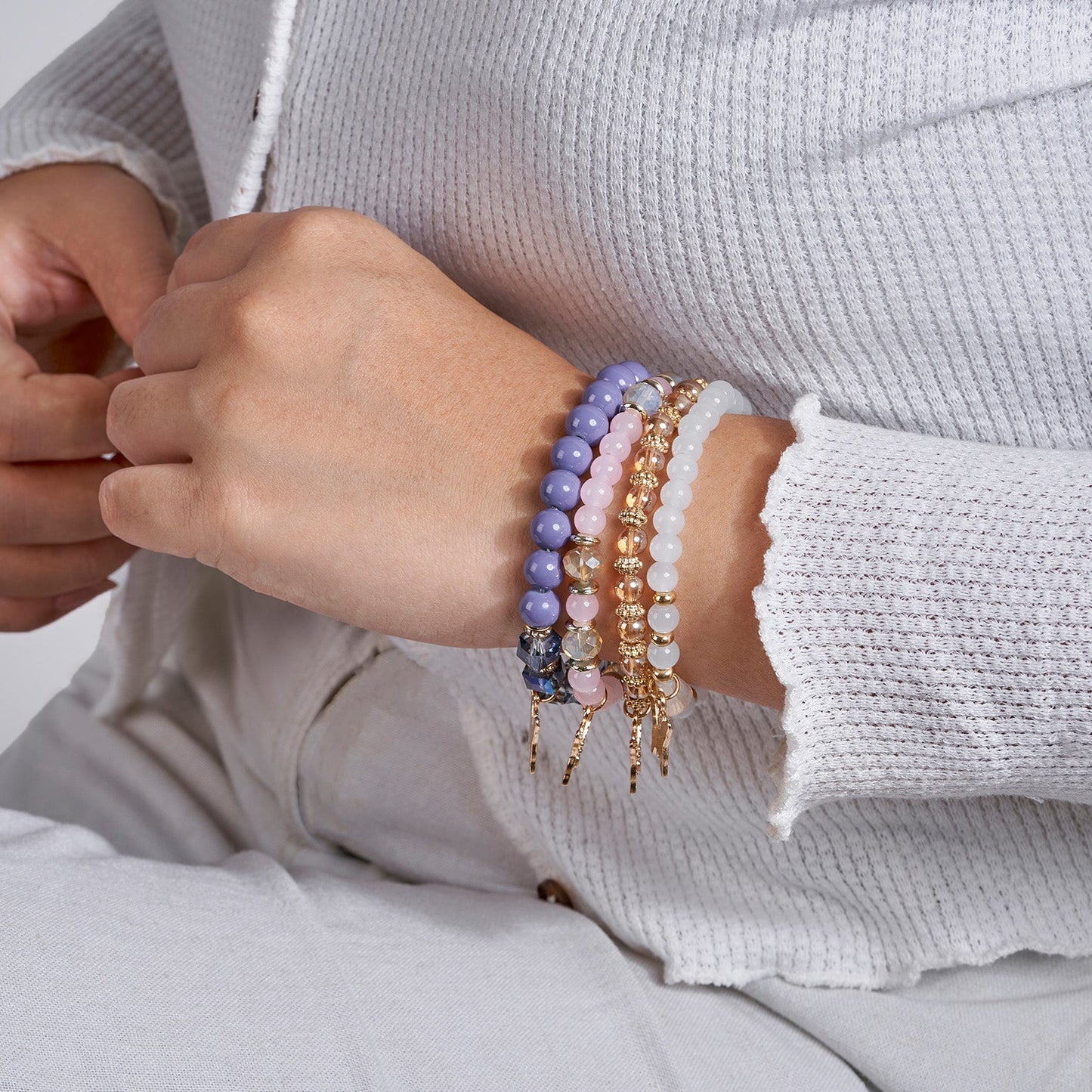 Guilty As Sin Purple Blue And Grey Beaded Bracelet