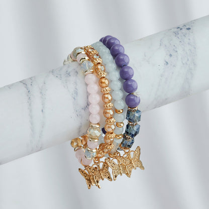 Guilty As Sin Purple Blue And Grey Beaded Bracelet