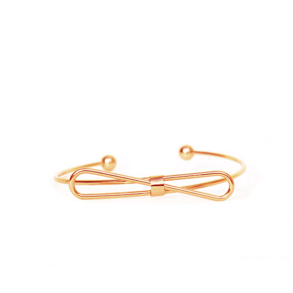 Elegant Bow Open Cuff Rosegold Bracelet - Joker & Witch