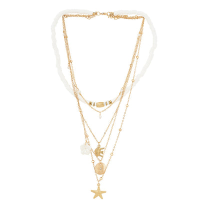 Nessa Gold and White Seashell Layered Necklace