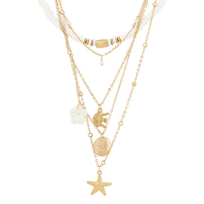 Nessa Gold and White Seashell Layered Necklace