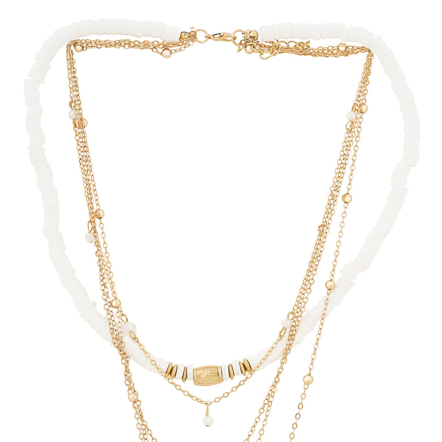 Nessa Gold and White Seashell Layered Necklace