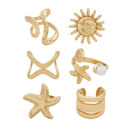 Sway Gold Seashells Ring Set
