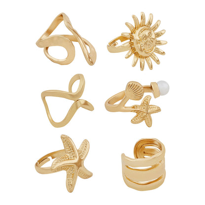 Sway Gold Seashells Ring Set