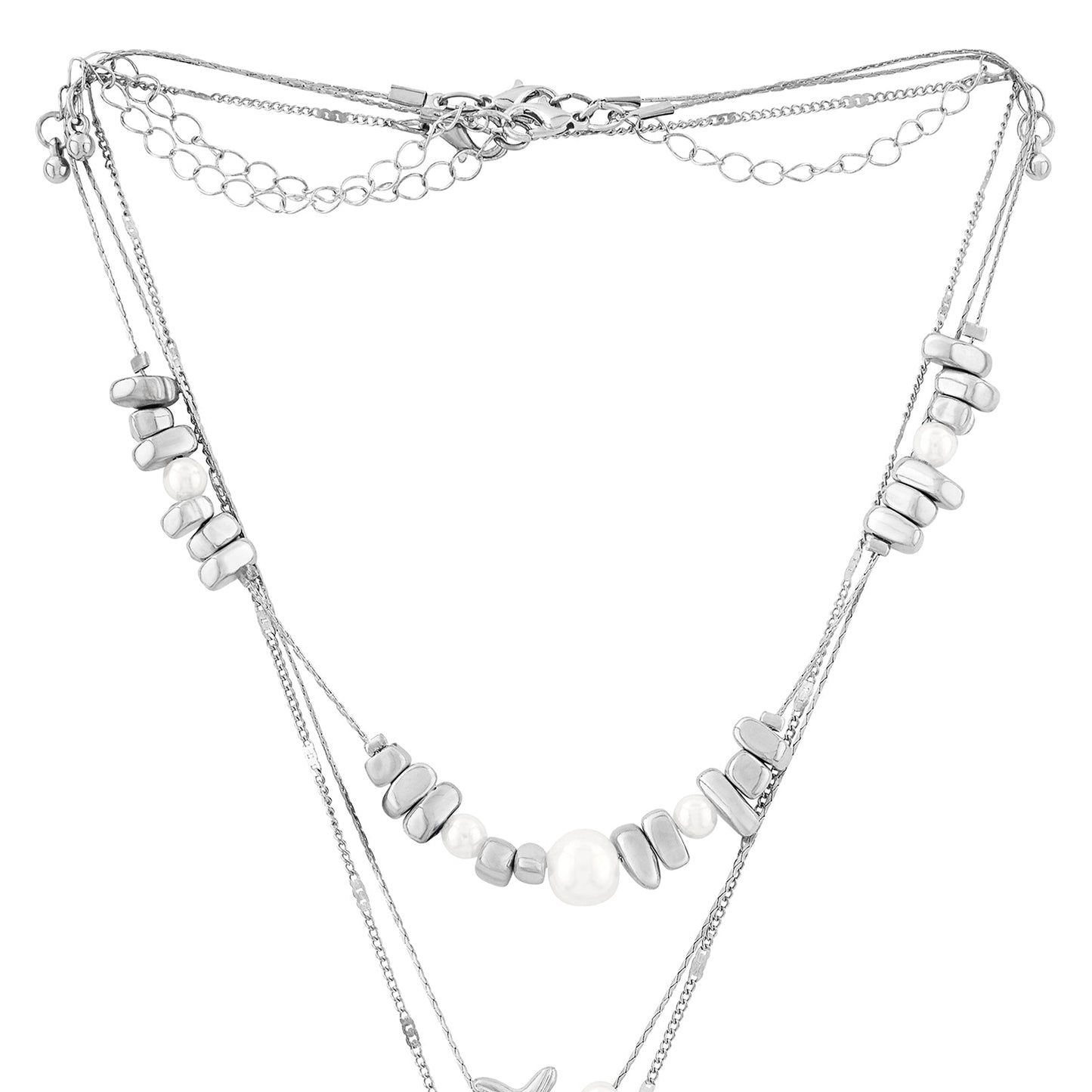Amaris Silver Layered Seashells Necklace