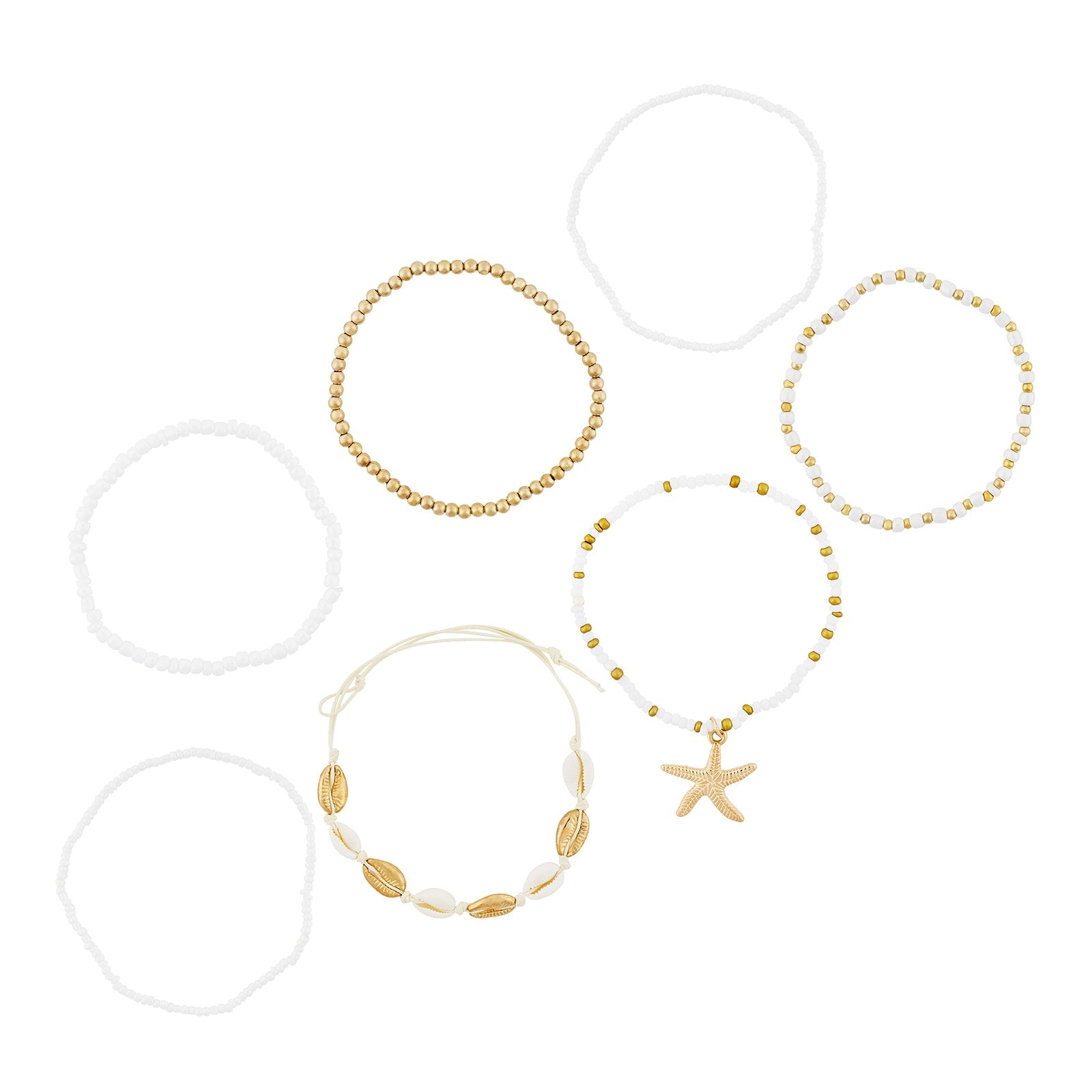 Oceara Gold and White Seashells Anklet