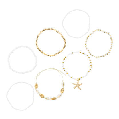 Oceara Gold and White Seashells Anklet