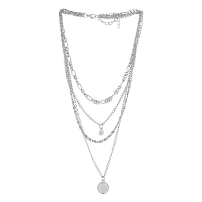 Joveline Layered Silver Seashells Necklace