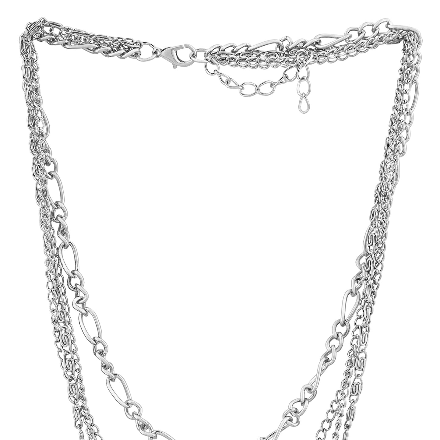 Joveline Layered Silver Seashells Necklace