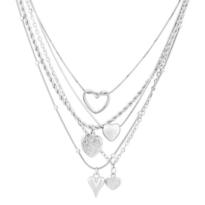 Elesh Layered Silver love Necklace