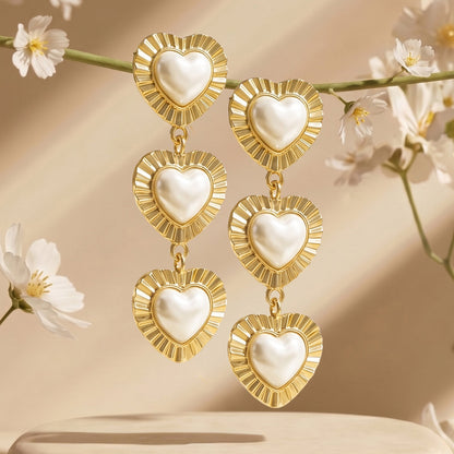 Tri Amore Gold Love Earrings