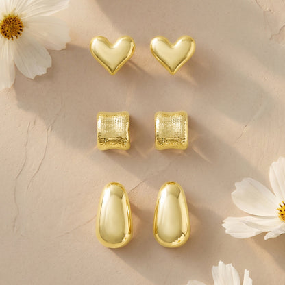 Dayna Gold Love Earrings Set