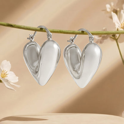 Flor Heart Shaped Silver Love Earrings