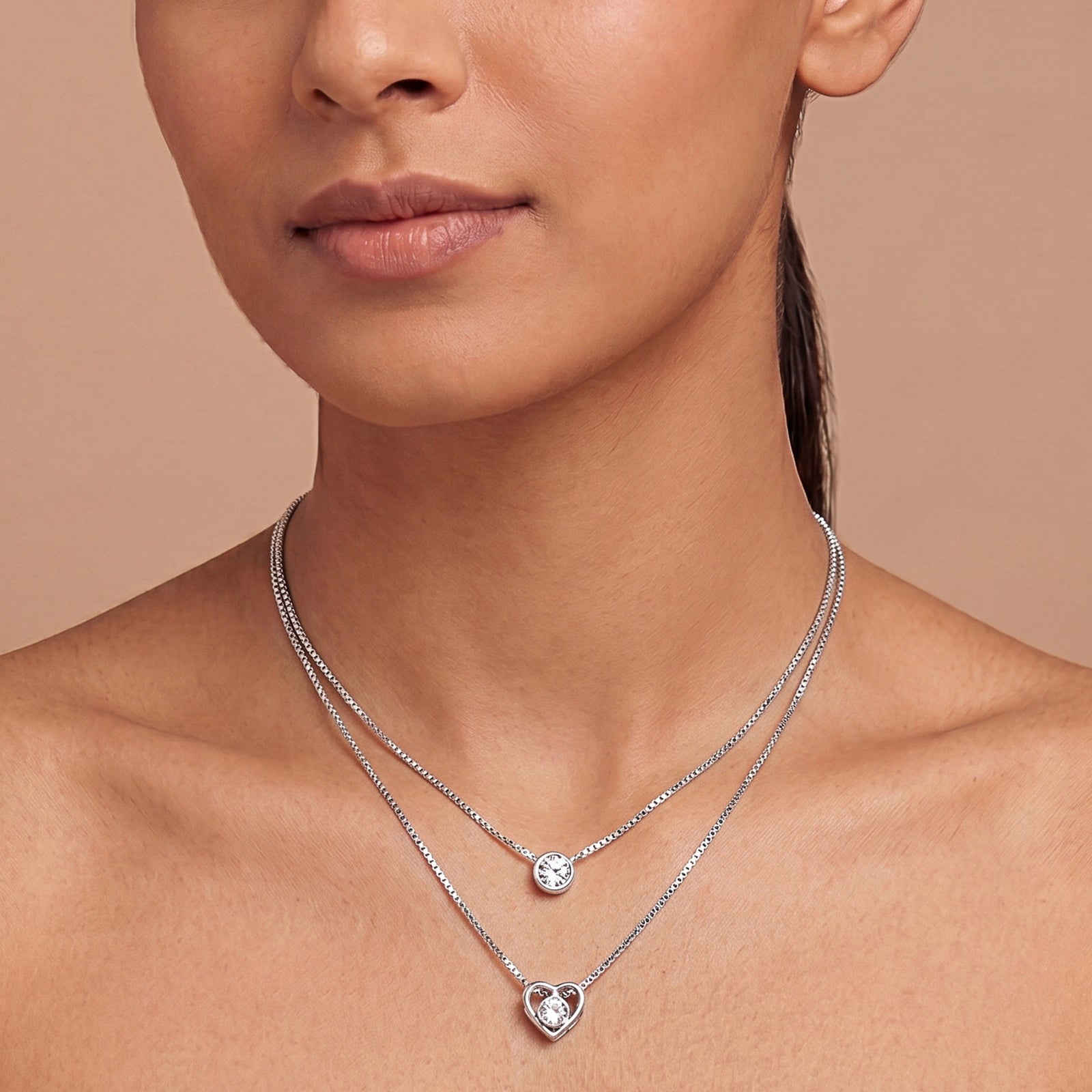 Lora Layered Silver Love Necklace