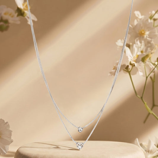 Lora Layered Silver Love Necklace