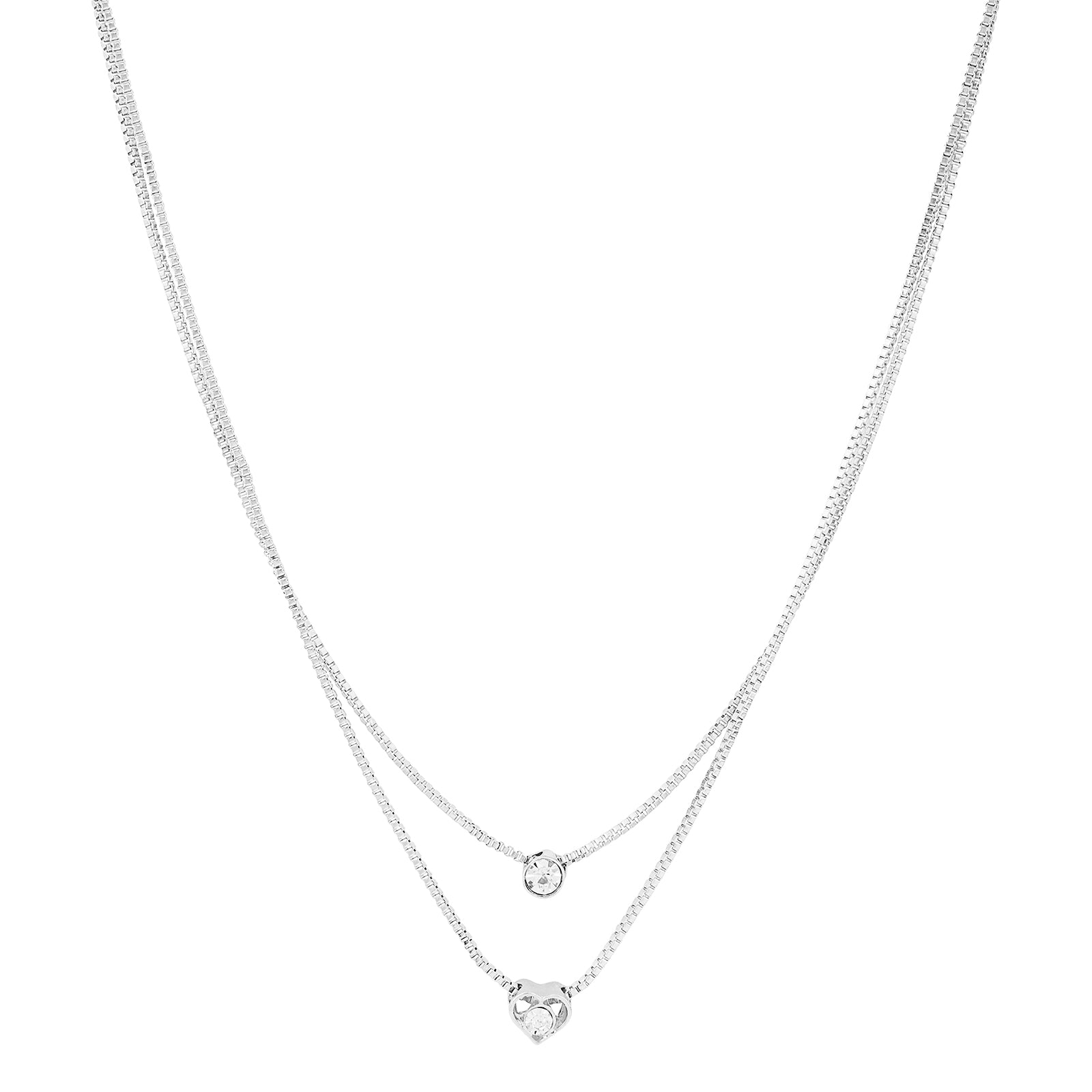 Lora Layered Silver Love Necklace