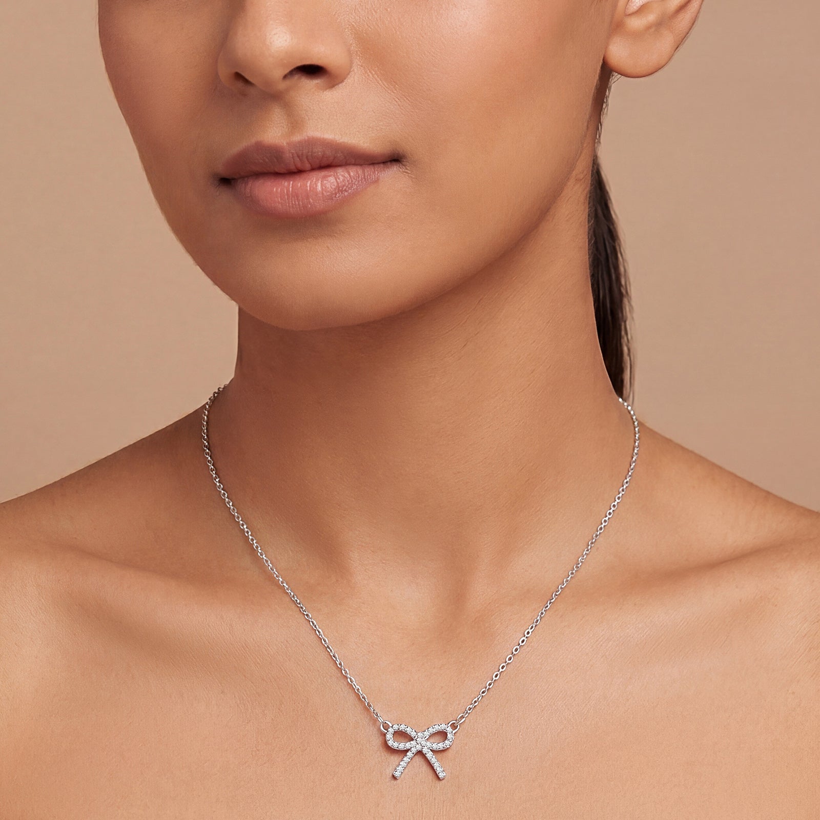 Bluette Bow Silver Love Necklace
