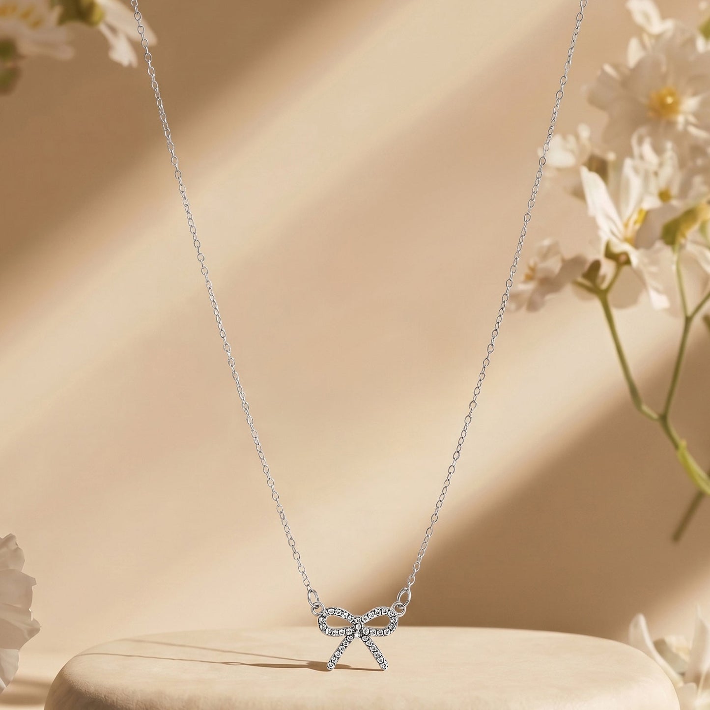 Bluette Bow Silver Love Necklace
