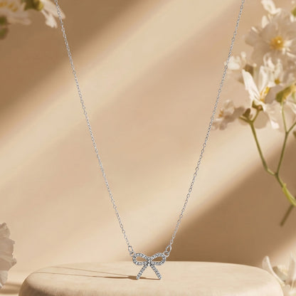 Bluette Bow Silver Love Necklace