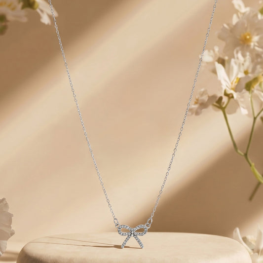 Bluette Bow Silver Love Necklace