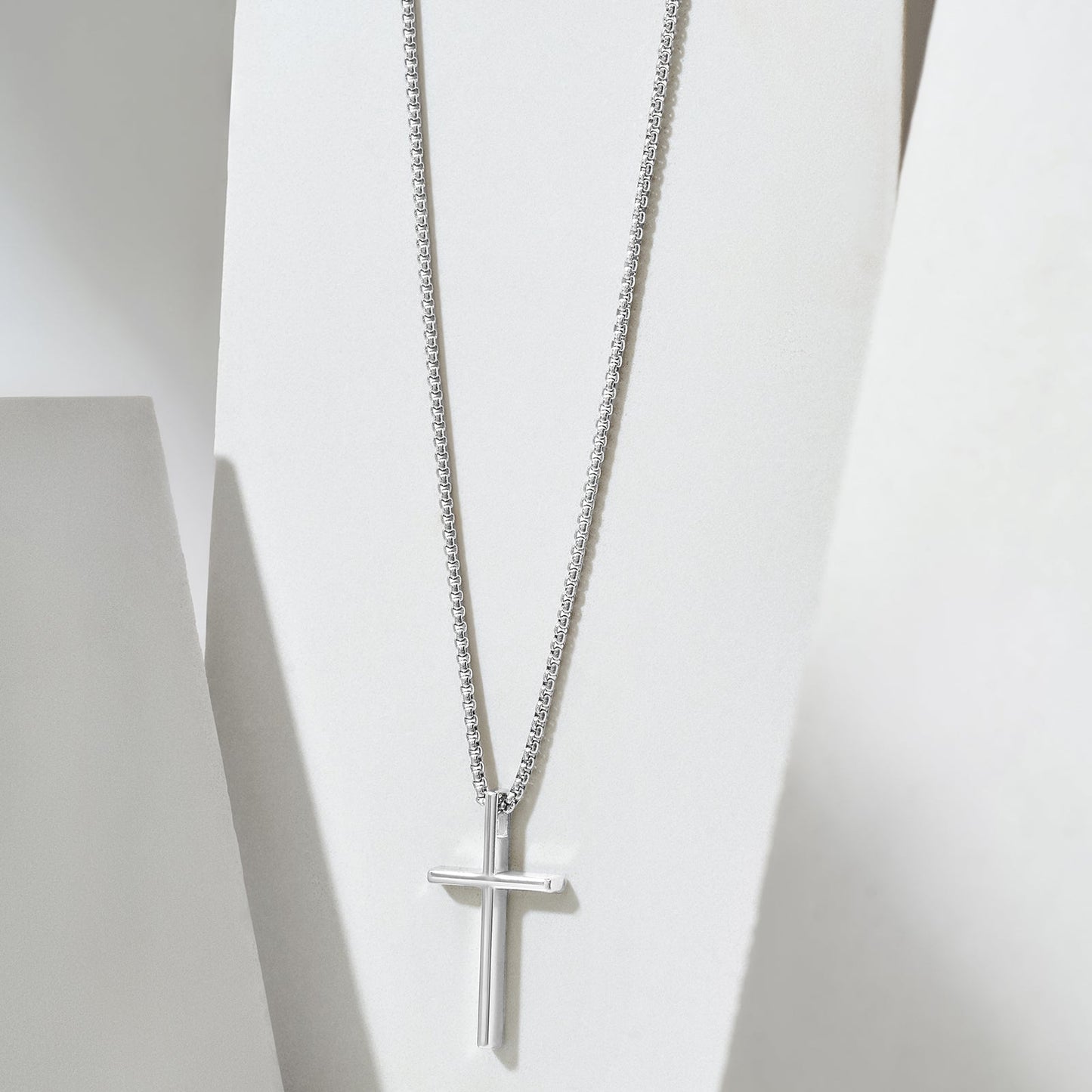 Silver Faith Cross Men's Necklace