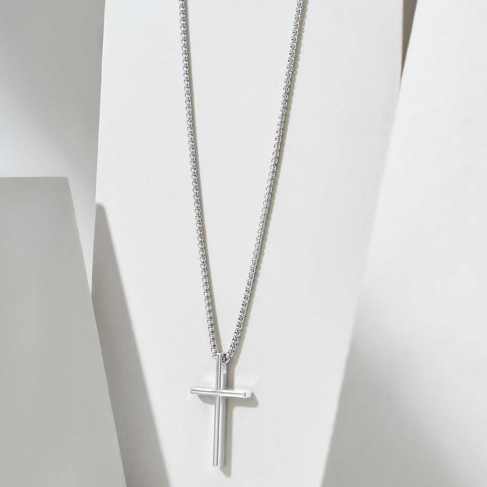 Silver Faith Cross Men's Necklace