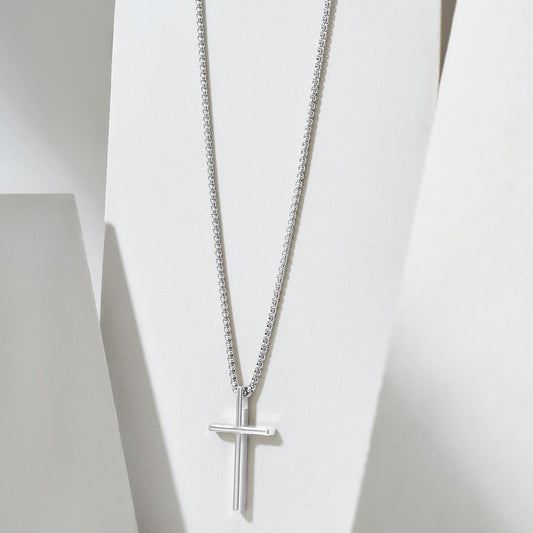Silver Faith Cross Men's Necklace