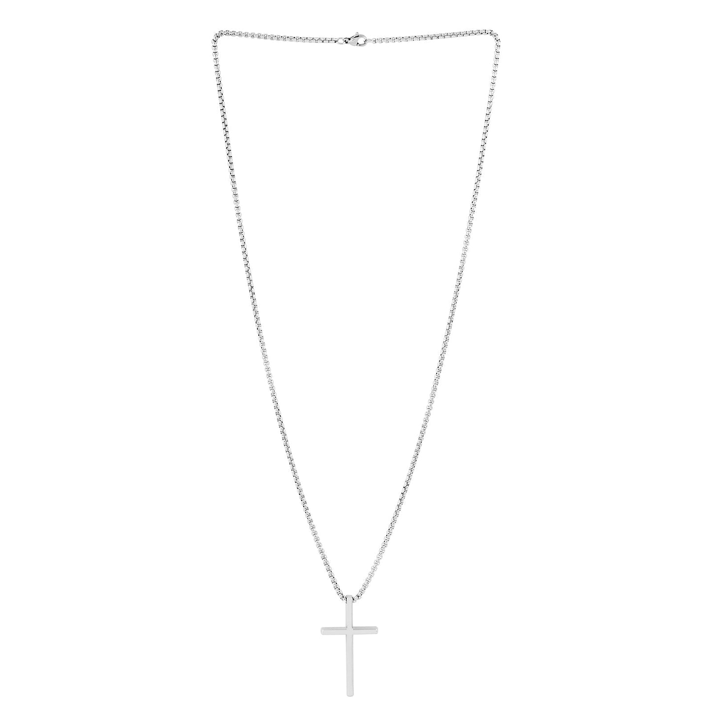 Silver Faith Cross Men's Necklace