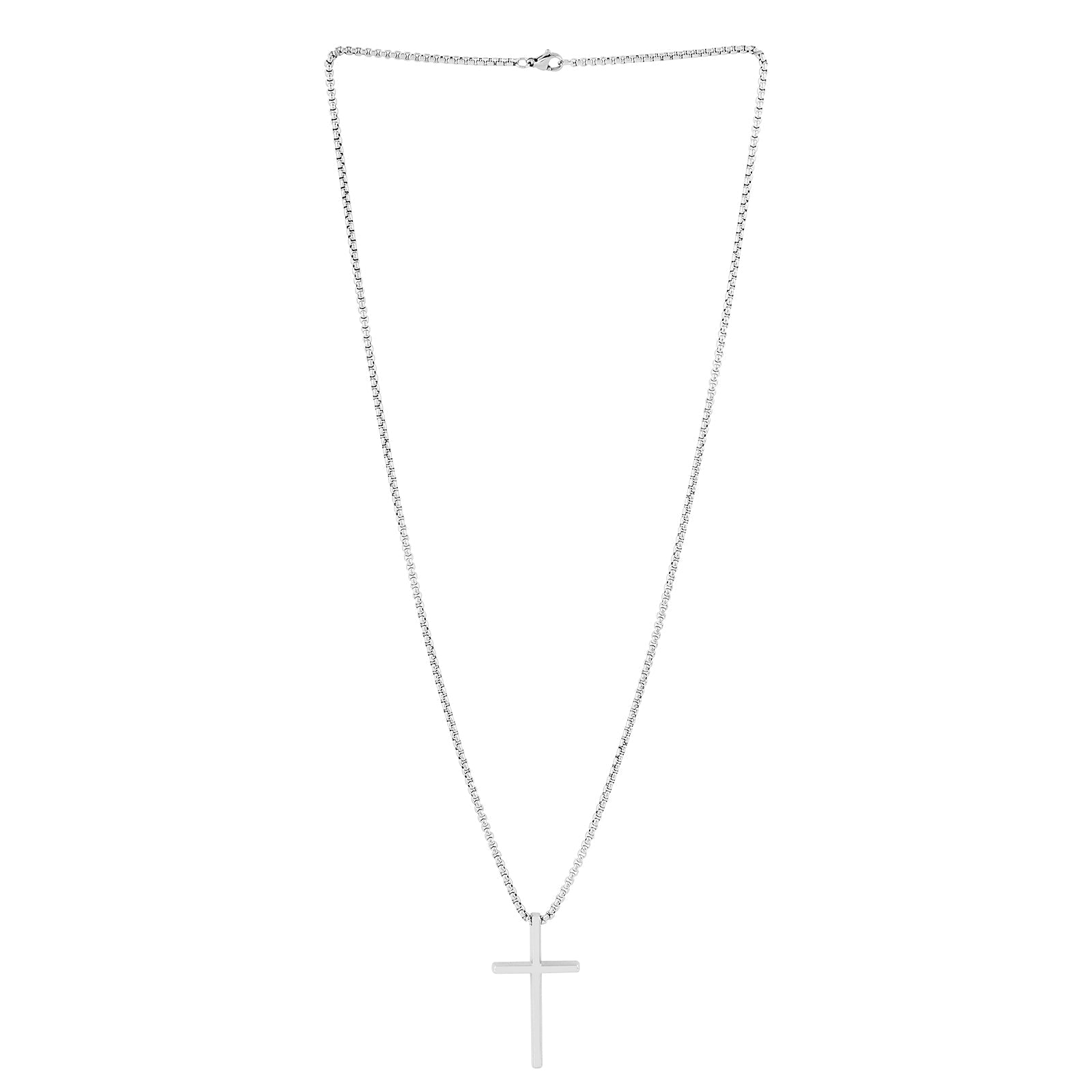 Silver Faith Cross Men's Necklace