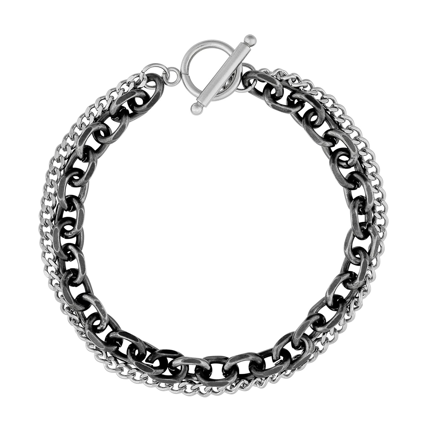 Togglo Silver & Black Men's Bracelet