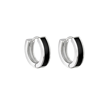 Lemmo Edge Silver & Black Men's Earrings