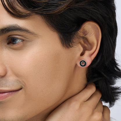 Eclipsoio Silver & Black Men's Earrings
