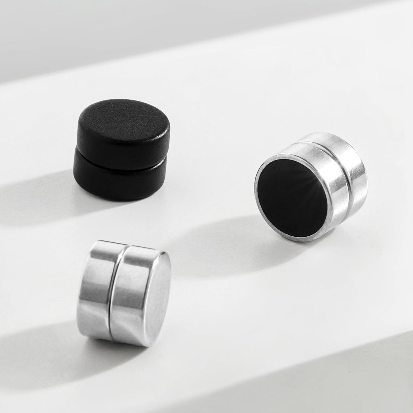 Domorro Men's Silver & Black Earrings