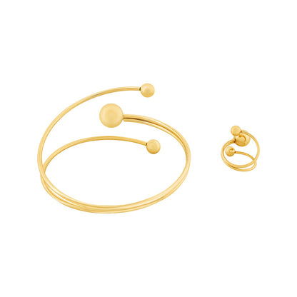 Kaelythi Gold Seashells Bracelet & Ring Set