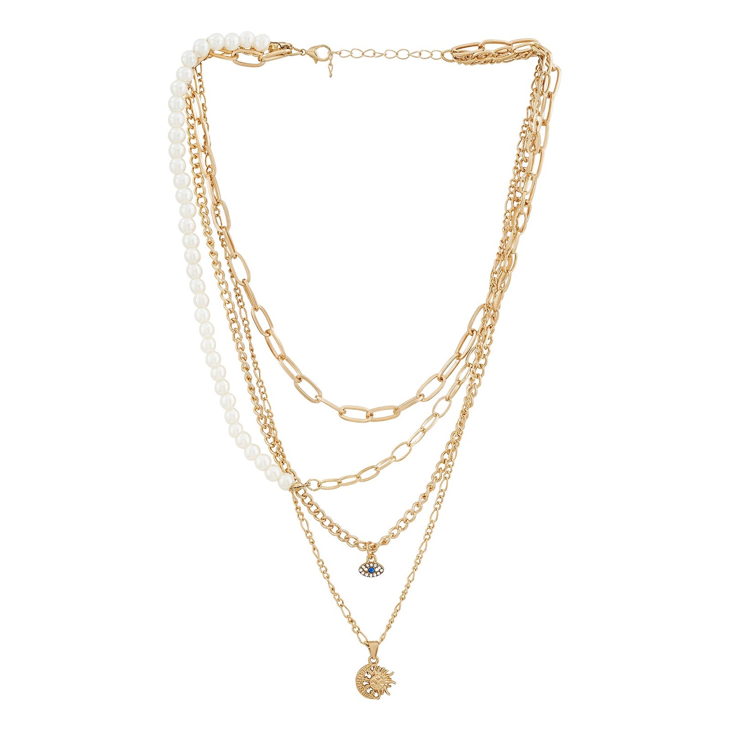 Elin Halo Pearl Eye Layered Necklace