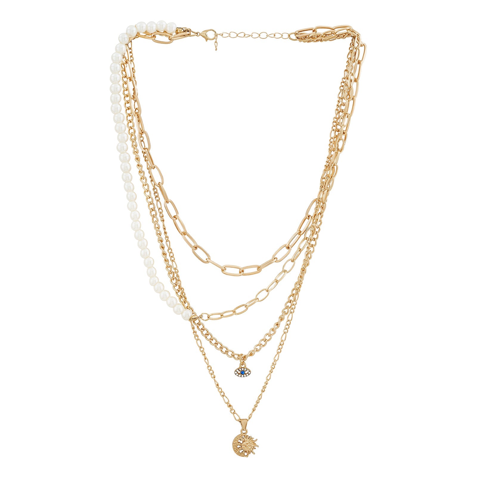 Elin Halo Pearl Eye Layered Necklace