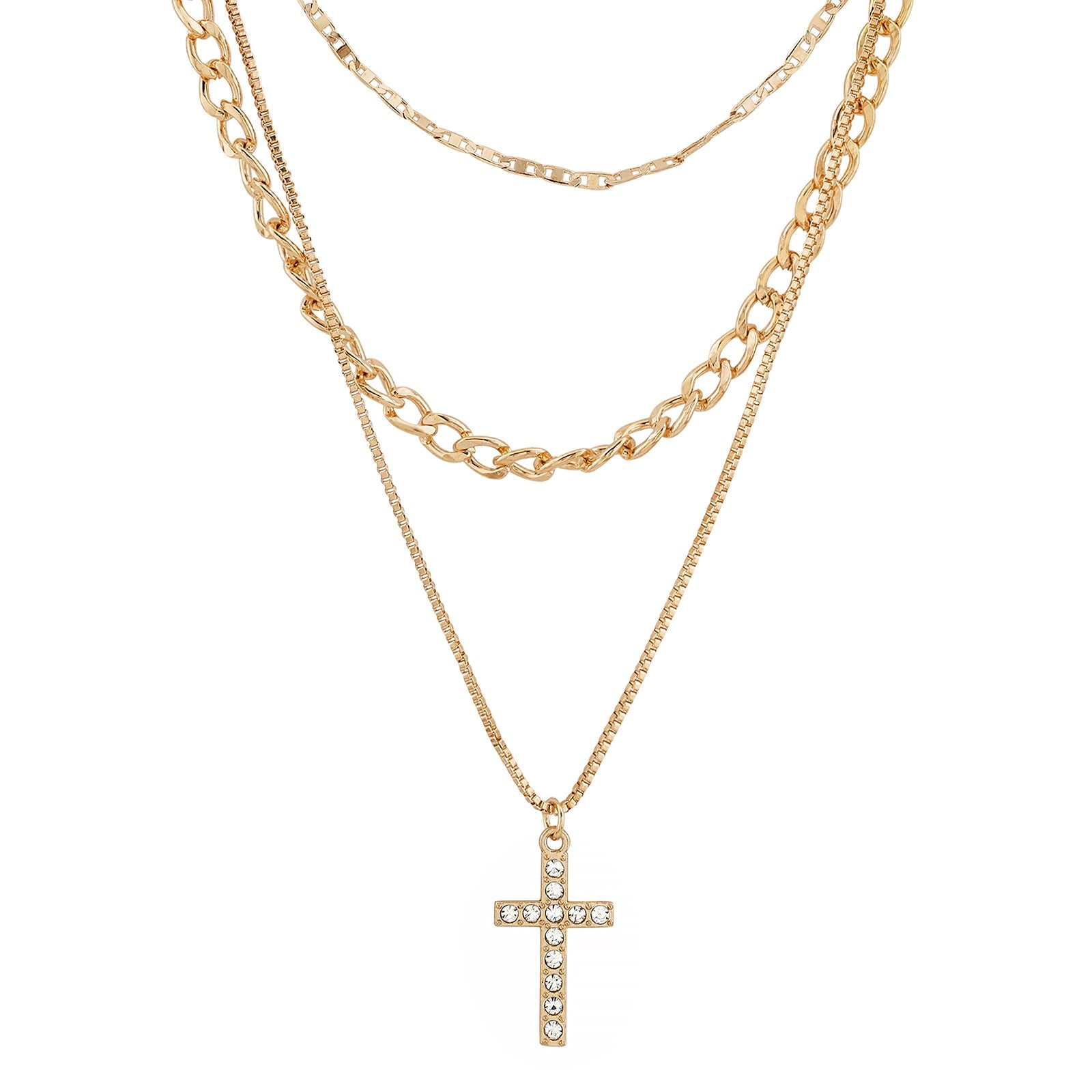 Trinity-Crest Cruciform Evil Eye Necklace