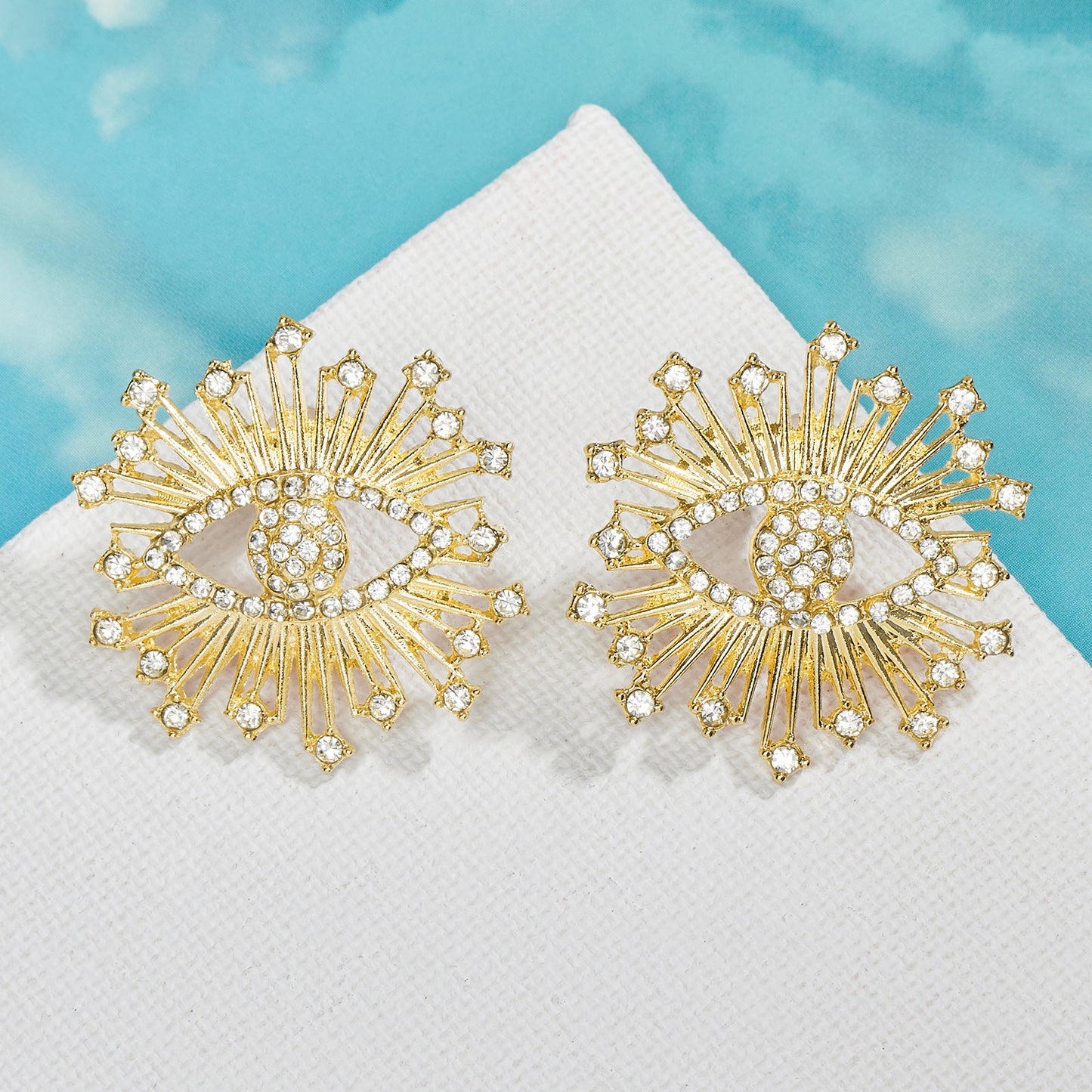 Aetheric Eye Glaze Evil Eye Gold Earrings